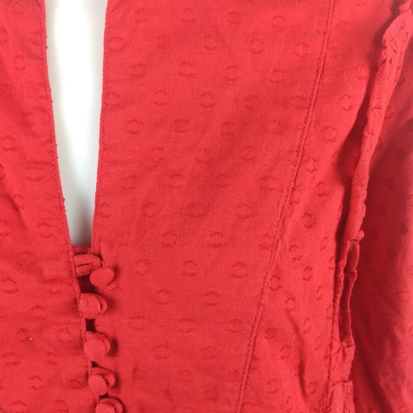 NWT H&M L.O.G.G Size 4 Red Blouse Top Shirt Tunic - Picture 8 of 12